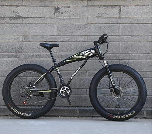 Fat Tyre Mountain Bike : XMB 26 inch off-road bicycles, Adult Dual disc brake men and women mountain bikes with full suspension, fat tires high carbon steel suspension youth men and women mountain bikes (27-speed)
