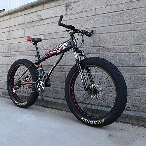 Fat Tyre Mountain Bike : XMB Adult off-road bicycles, 26 inch Dual disc brake men and women mountain bikes with full suspension, fat tires high carbon steel suspension youth men and women mountain bikes (21-speed)