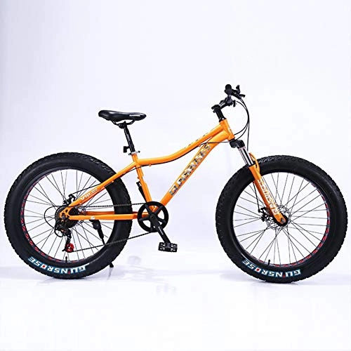 Fat Tyre Mountain Bike : XNEQ 26 Inch 4.0 Fat Tire Snowmobile, Variable Speed Mountain Bike, 7 / 21 / 24 / 27 / 30 Speed, for Men, Women, Students, Orange, 24