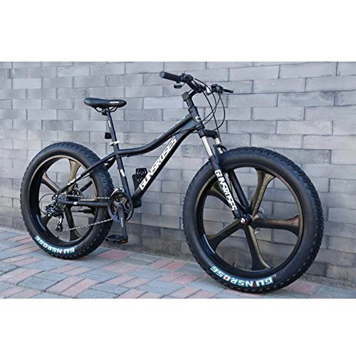 Fat Tyre Mountain Bike : XNEQ 26 Inch Variable Speed Mountain Bike, 4.0 Wide Tire Beach Snowmobile, 7 / 21 / 24 / 27 / 30 Speed, Removable, Black, 7