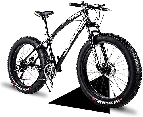 Fat Tyre Mountain Bike : XUERUIGANG 20" / 24" / 26" Adult Mountain Bikes, Fat Tire Mountain Bike, Dual Suspension Frame and Suspension Fork All Terrain Mountain Bike, 21 Speed Multiple Colors (Color : Black, Size : 24")