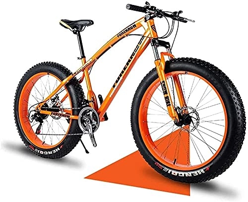 Fat Tyre Mountain Bike : XUERUIGANG 20" / 24" / 26" Mountain Bikes, Adult Fat Tire Mountain Trail Bike, 21 Speed Bicycle, High-Carbon Steel Frame Dual Full Suspension Dual Disc Brake Essential travel tools Orange (Size : 20")