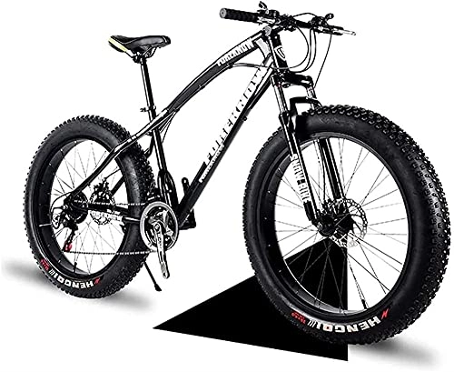 Fat Tyre Mountain Bike : XUERUIGANG Fat Bike 26" / 24" 20" / Wheel Size and Men Gender Fat Bicycle from Snow Bike, Fashion 21 Speed Full Suspension Steel Double Disc Brake Mountain Bike Bicycle Essential travel tools Black