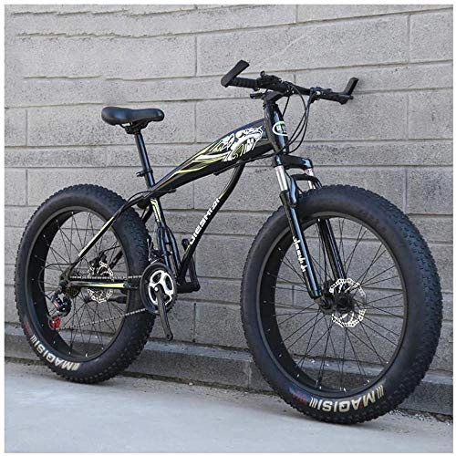 Fat Tyre Mountain Bike : XXCZB Fat Tire Hardtail Mountain Bikes with Front Suspension for Adults Men Women 4 wide tires Anti-Slip Mountain Bicycle High-carbon Steel Dual Disc Bike-26 Inch 24 Speed_Fluorescent yellow