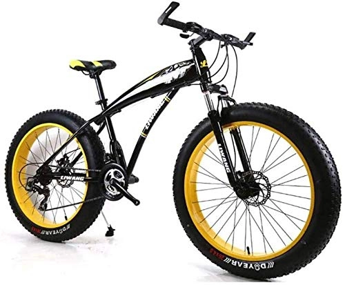 Fat Tyre Mountain Bike : XXCZB Mountain Bike Mens Mountain Bike 27 Speeds 26 inch Fat Tire Road Bicycle Snow Bike Pedals with Disc Brakes and Suspension Fork Black yellow