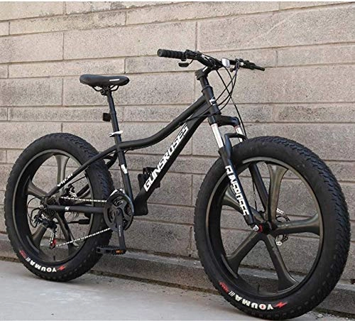 Fat Tyre Mountain Bike : XXCZB Mountain Bikes 26Inch Fat Tire Hardtail Snowmobile Dual Suspension Frame And Suspension Fork All Terrain Men s Mountain Bicycle Adult-Black 2_27Speed