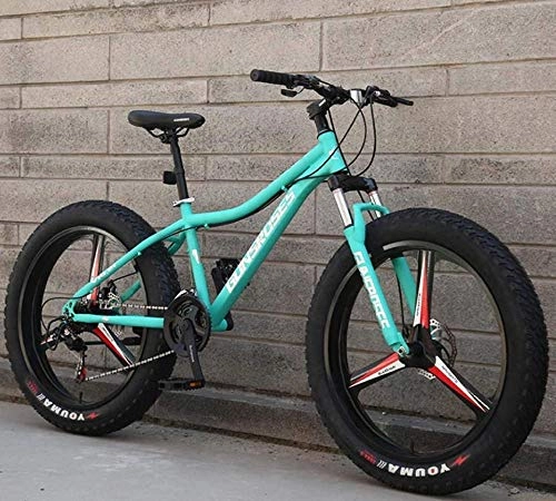 Fat Tyre Mountain Bike : XXCZB Mountain Bikes 26Inch Fat Tire Hardtail Snowmobile Dual Suspension Frame And Suspension Fork All Terrain Men s Mountain Bicycle Adult-Green 3_27Speed