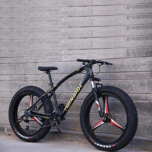Fat Tyre Mountain Bike : XYSQWZ Mountain Bike Bicycle For Adults High Carbon Steel Frame Dual Disc Brake And Front Full Suspension Fork Outdoor Travel