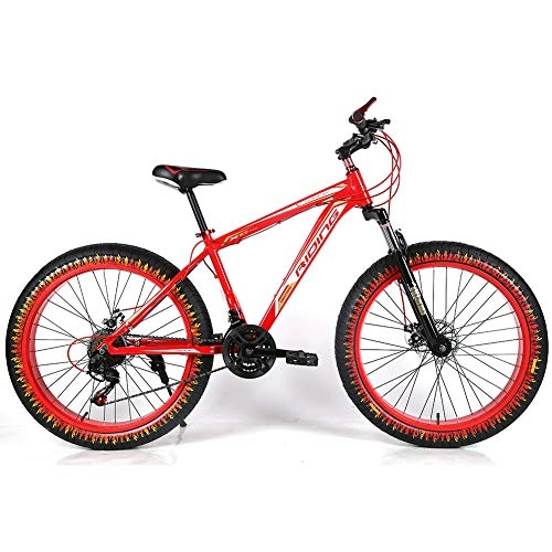 Fat Tyre Mountain Bike : YOUSR Bicycle 24 inches dirt bike 20 inches for men and women Red 26 inch 27 speed