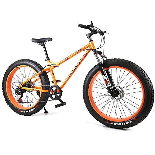 Fat Tyre Mountain Bike : YOUSR Dirtbike Mountainbike Hardtail FS Disk Dirt Bike 27.5 inch for men and women Orange 26 inch 7 speed