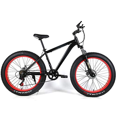 Fat Tyre Mountain Bike : YOUSR Fat Tire Bicycle Disc Brake Snow Bike 27.5 Inch Men's Bicycle & Women's Bicycle Black 26 inch 21 speed