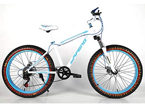 Fat Tyre Mountain Bike : YOUSR Fat Tire Bicycle Full Suspension MTB Hardtail 27.5 Inch Men's Bicycle & Women's Bicycle White 26 inch 27 speed