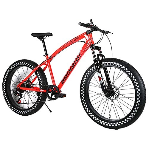 Fat Tyre Mountain Bike : YOUSR fat tire bike full suspension Dirt bike 20 inches for men and women Red 26 inch 30 speed