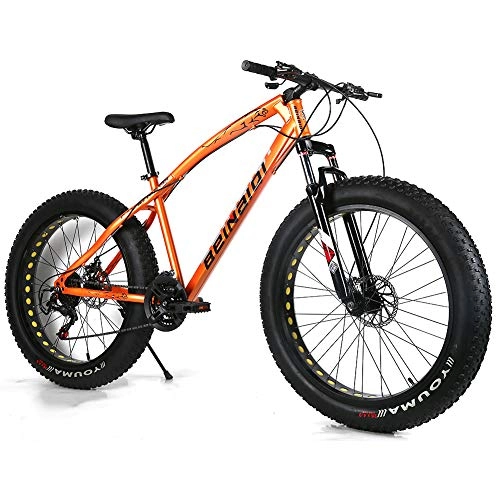 Fat Tyre Mountain Bike : YOUSR Hardtail MTB Disc Brake Fat Bike 20 inches for men and women Orange 26 inch 7 speed