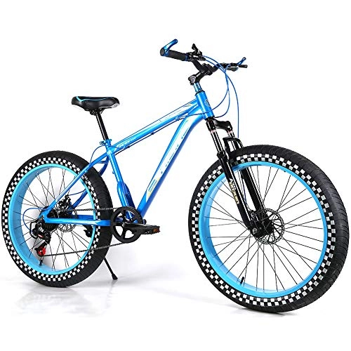 Fat Tyre Mountain Bike : YOUSR Hardtail MTB Fork Suspension Fat Bike 20 Inch Men's Bicycle & Women's Bicycle Blue 26 inch 21 speed
