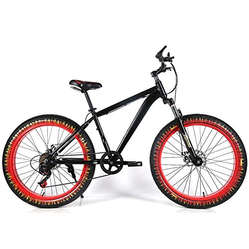 Fat Tyre Mountain Bike : YOUSR Hardtail MTB full suspension full suspension Mountain Bike With full suspension for men and women Black 26 inch 21 speed