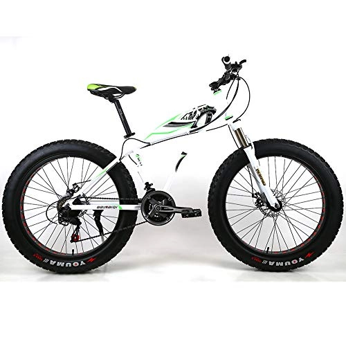Fat Tyre Mountain Bike : YOUSR Mens Mountain Bike 21" Frame Mens Bike Lightweight Unisex's White 26 inch 27 speed