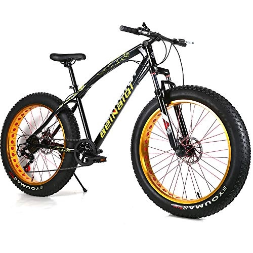 Fat Tyre Mountain Bike : YOUSR Mens Mountain Bike Full Suspension Mountain Bicycles Disc Brake For Men And Women Black 26 inch 30 speed