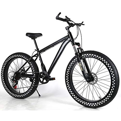 Fat Tyre Mountain Bike : YOUSR Mountain Bicycle Fat Bike Mens Bike 27 / 30Speed For Men And Women Black 26 inch 24 speed