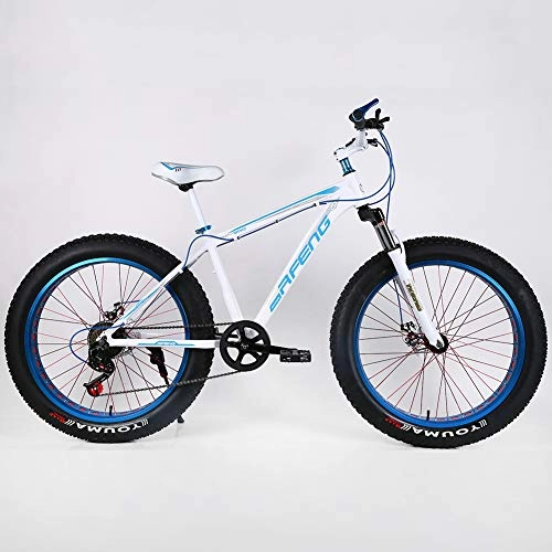 Fat Tyre Mountain Bike : YOUSR Mountain Bicycle Front And Rear Disc Brake Mountain Bicycles 21 / 24speeds Unisex's White 26 inch 27 speed