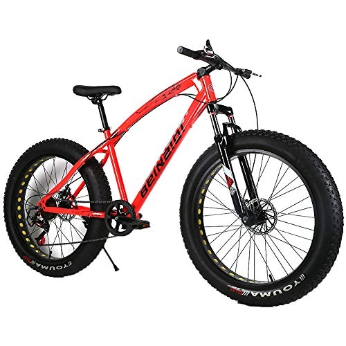 Fat Tyre Mountain Bike : YOUSR Mountain Bicycle Shock Absorption Mountain Bicycles Lightweight Unisex's Red 26 inch 21 speed