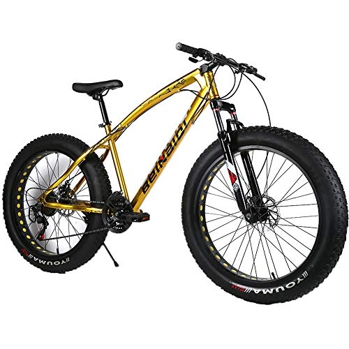 Fat Tyre Mountain Bike : YOUSR Mountain Bicycle Snow Bike Mountain Bicycles Aluminium Alloy Frame Unisex's Gold 26 inch 7 speed