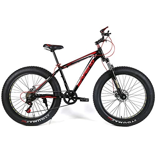Fat Tyre Mountain Bike : YOUSR Mountain Bicycles Dual Disc Brake Mens Bike Lightweight For Men And Women Red black 26 inch 21 speed