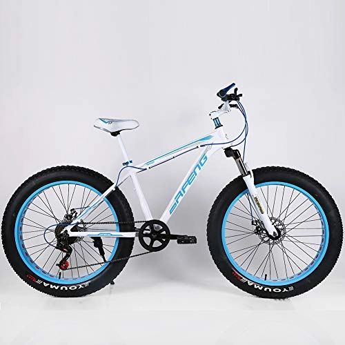 Fat Tyre Mountain Bike : YOUSR Mountain Bicycles Fat Bike Mens Bike Folding Unisex's White 26 inch 7 speed