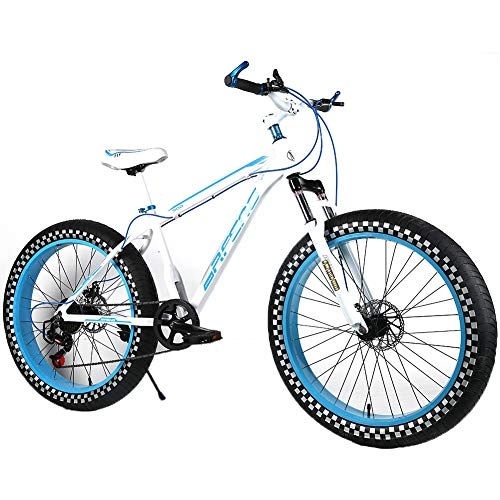 Fat Tyre Mountain Bike : YOUSR Mountain Bicycles Fat Bike Mountain Bicycles Aluminium Alloy Frame For Men And Women White 26 inch 21 speed