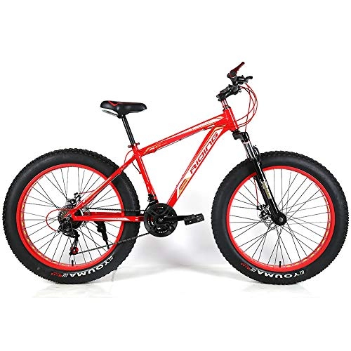 Fat Tyre Mountain Bike : YOUSR Mountain Bicycles Full Suspension Mens Bike 21 / 24speeds For Men And Women Red 26 inch 24 speed