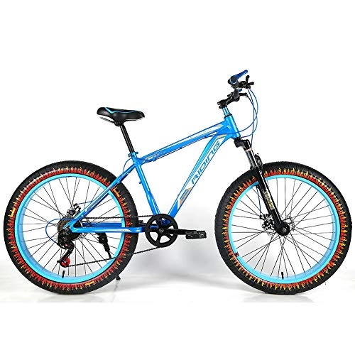 Fat Tyre Mountain Bike : YOUSR Mountain bike disc brake Fat Bike Shimano 21 speed gear for men and women Blue 26 inch 24 speed