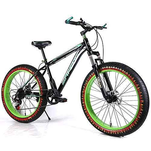 Fat Tyre Mountain Bike : YOUSR MTB Full Suspension MTB Hardtail 27.5 Inch Men's Bicycle & Women's Bicycle Green 26 inch 7 speed