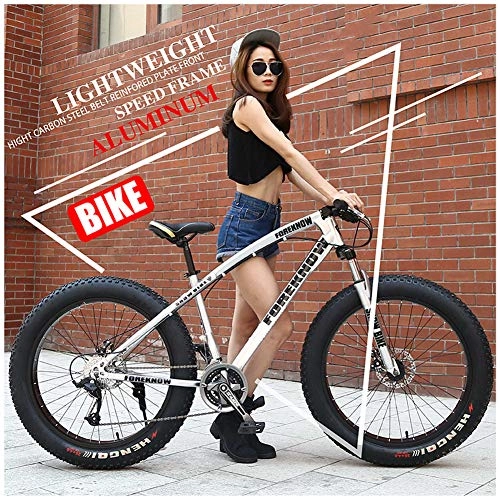 Fat Tyre Mountain Bike : YXYLD Mountain Bike Adults Men and Women, Fat Tire 26 Inch Road Bike, Variable Speed Mountain Bikes, Hard Tail MTB Front Suspension, Double Disc Brake