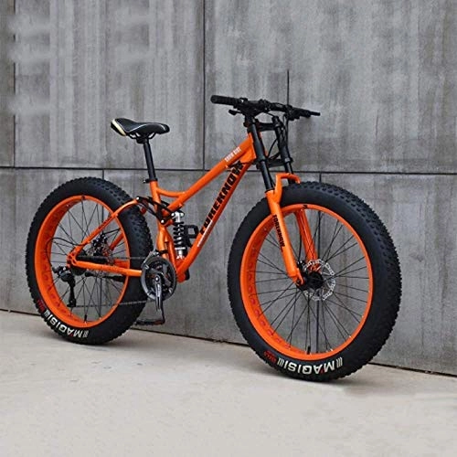Fat Tyre Mountain Bike : ZYLE Bicycle, Mountain Bike, 24 Inch 7 / 21 / 24 / 27 Speed Bike, Men Women Student Variable Speed Bike, Fat Tire Mens Mountain Bike (Color : Orange, Size : 21 speed)