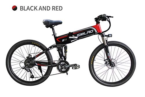 Folding Electric Mountain Bike : 26'' Electric Mountain Bike, Removable Large Capacity Lithium-Ion Battery (48V 8AH 350W), 21 Speed Gear And Three Working Modes Mechanical disc brakes Folding Electric Bike MTB Dirtbike, Red