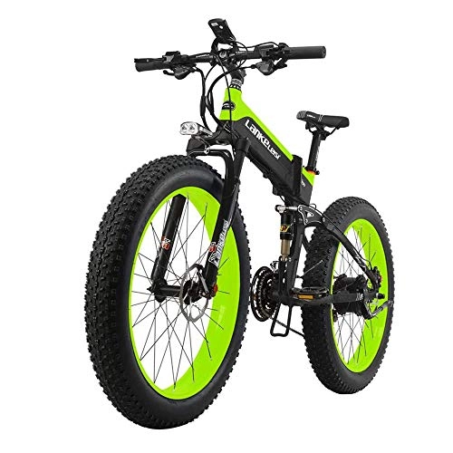 Folding Electric Mountain Bike : 26 Inch Electric Moped Folding Bicycle with 40km / h 48V 500W / 1000W Motor 80Km Autonomy Shimano 27 Speeds 26 x 4 Inch Fat Tires Aluminum Mountain / City / Road Bike for Men Women [EU STOCK