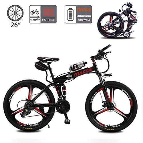 Folding Electric Mountain Bike : Acptxvh 26Inch Fold Electric Bikes for Adults, with 36V Removable Kettle Ion Lithium Battery Max 25Km / H E-Bike, for Commuter Travel, Black