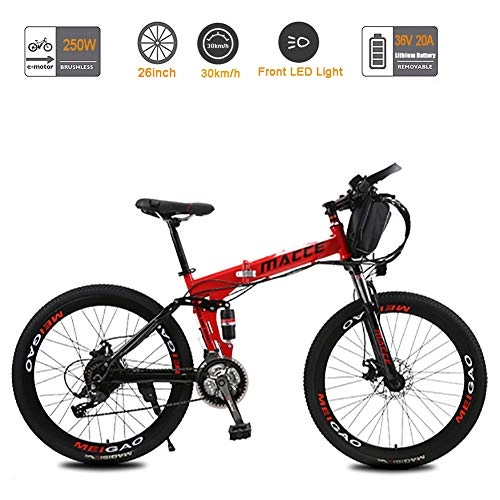 Folding Electric Mountain Bike : Acptxvh Removable Battery Folding Electric Bike, 26 Inch Wheel Electric Mountain Bike, with 36V 20A Battery