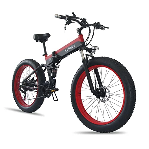 Folding Electric Mountain Bike : Aluminum Alloy Electric Bikes, 26"Electric Bike 7-Speed Transmission Gears Removable Lithium-Ion Battery 48v 10.4ah, 150kg Load Capacity Mountain Bike