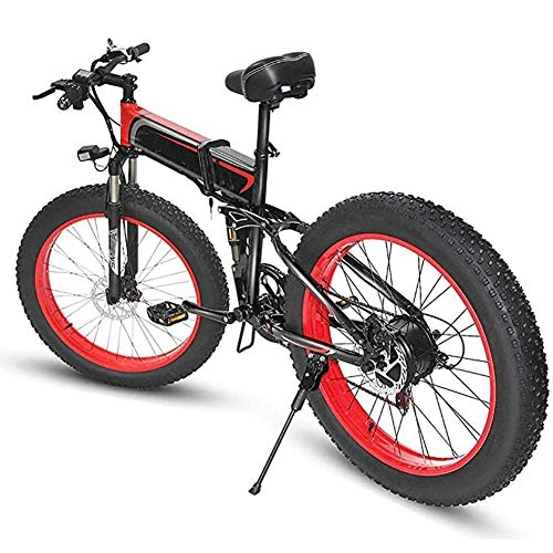 Folding Electric Mountain Bike : Art Jian Adult Folding Electric Mountain Bike, 48V / 8Ah / 350W Lithium Ion Batterysnow Bike 26"Electric Bicycle