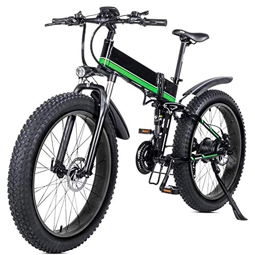 Folding Electric Mountain Bike : AYHa Adults Mountain Electric Bicycle, 26 inch Folding Travel Electric Bicycle 4.0 Fat Tire 21 Speed Removable Lithium Battery with Rear Seat 1000W Brushless Motor, Black red
