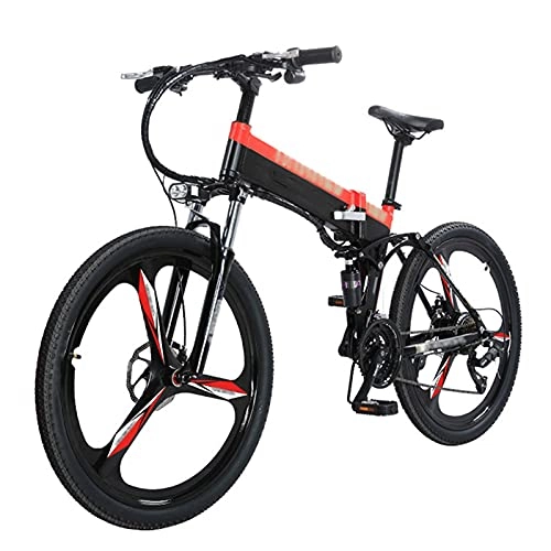 Folding Electric Mountain Bike : BAHAOMI Electric Bike Professional 27 Speed Magnesium Alloy Wheel E-Bike 26" Folding Adults All Terrain Electric Mountain Bicycle Front & Rear Disc Brake Ebike