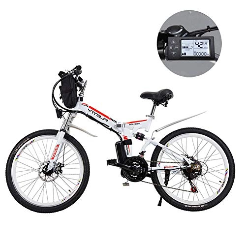 Folding Electric Mountain Bike : Bewinch 24 Inch Electric Mountain Bikes, Removable Lithium Battery Mountain Electric Folding Bicycle with Hanging Bag Three Riding Modes Suitable for Men And Women, B, 12ah / 576Wh