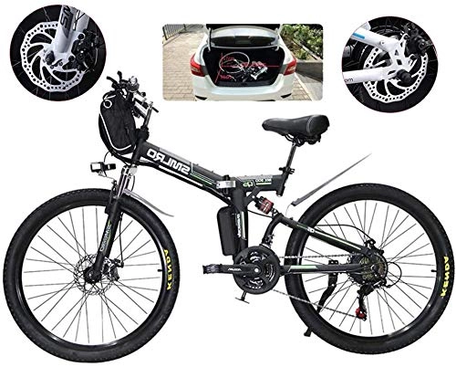Folding Electric Mountain Bike : Bike, E-Bike Folding Electric Mountain Bike, 500W Snow Bikes, 21 Speed 3 Mode LCD Display for Adult Full Suspension 26" Wheels Electric Bicycle for City Commuting Outdoor Cycling ( Color : Black )