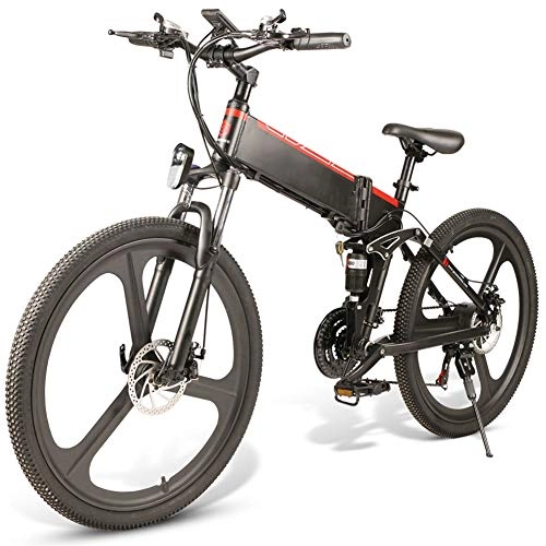 Folding Electric Mountain Bike : BLKO Electric Mountain Bike for adult, 26 inch Auminum Electric Folding Bikes Tire With LED Front Light, Max 150kg payload, 48V 10.4Ah Large Cpacity Battery Electric Foldable Bicycle for Cycling 3 Modes