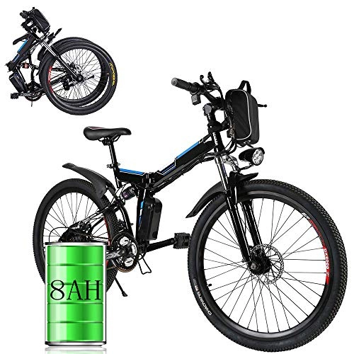 Folding Electric Mountain Bike : Bunao 26 inch Wheel Electric Bike Aluminum Alloy Frame 36V 8AH Lithium Battery Mountain Bike Cycling Bicycle, 7-gear Transmission (26 inch_2)