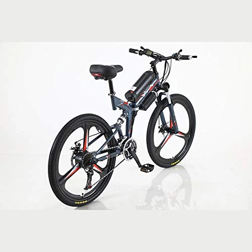 Folding Electric Mountain Bike : BWJL 26-inch 21-speed long-endurance electric folding bicycle, lithium-bike bicycles to assist mountain bikes, 36V 350W 13Ah Removable Lithium-Ion Battery Mountain Ebike for Men's, gray, 8AH