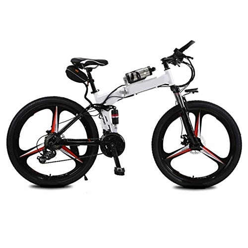 Folding Electric Mountain Bike : BXZ Electric Mountain Bike, 250W 26'' Electric Bicycle with Removable 36V 6.8 Ah Lithium-Ion Battery, 21 Speed Shifter, White