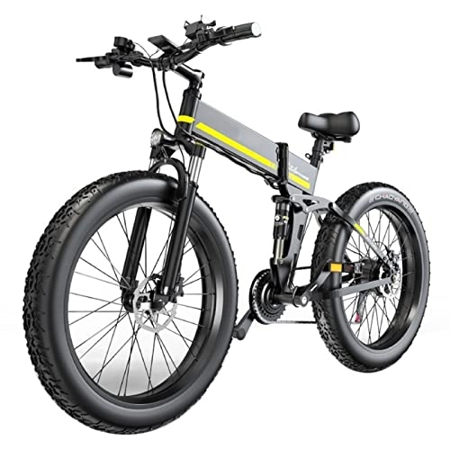 Folding Electric Mountain Bike : bzguld Electric bike 1000w Folding Electric Bikes for Adults Electric Bikes 26 Inch Fat Tire E-Bike 48V 12.8Ah Lithium Battery 21 Speed Ebike 30 Mph