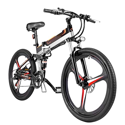 Folding Electric Mountain Bike : bzguld Electric bike Electric Bike For Adults Foldable 500W Snow Bike Electric Bicycle Beach 48V Lithium Battery Electric Mountain Bike (Color : Black)